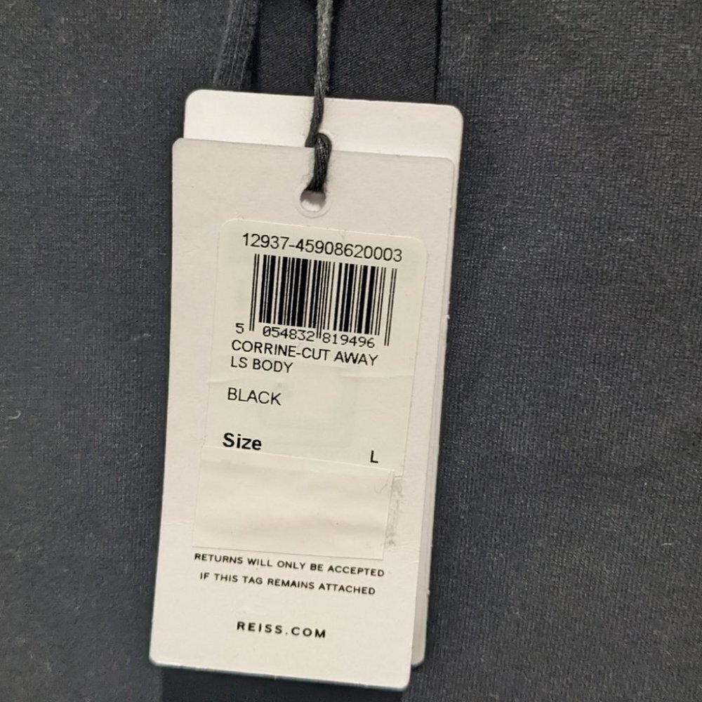 Nwt Reiss | Corrine High Neck Cut-Out Bodysuit In Black - Picture 9 of 12